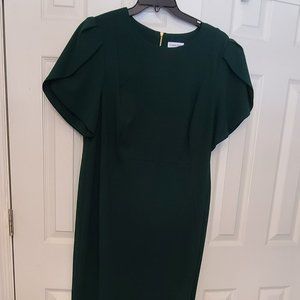 Calvin Klein Dark Forest Green dress with split sleeves, dress. Size 18 W